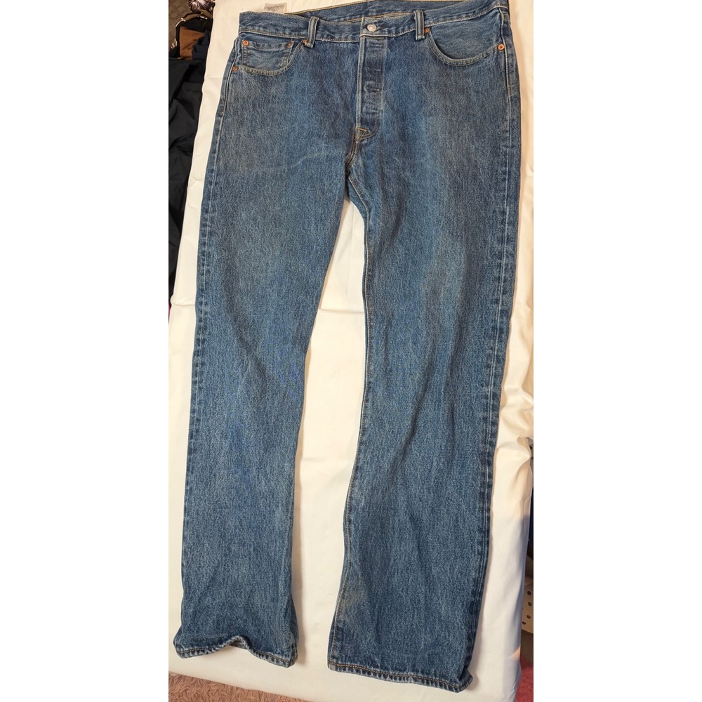 Levi's 501 Original Fit Mens Jeans 36x32 Medium Wash Blue Straight Leg Denim